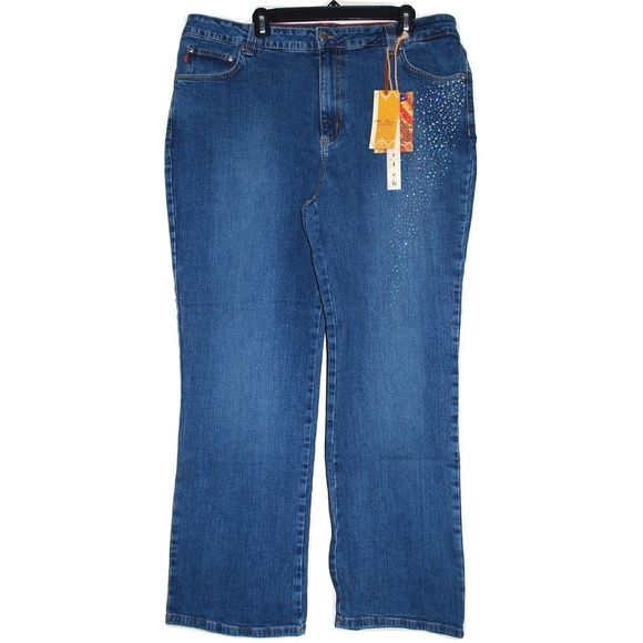 New Makers USA Rhinestone Stud Jeans Plus Size - Picture 1 of 3